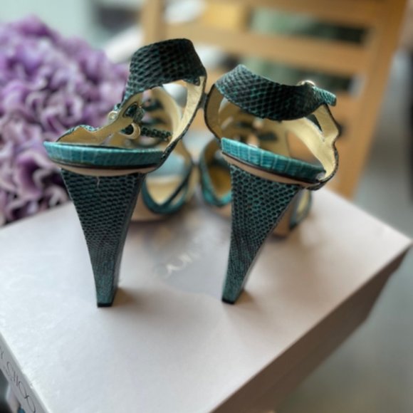 Jimmy Choo Lizard Open Toe Sz 39.5 Shoe - Picture 8 of 9